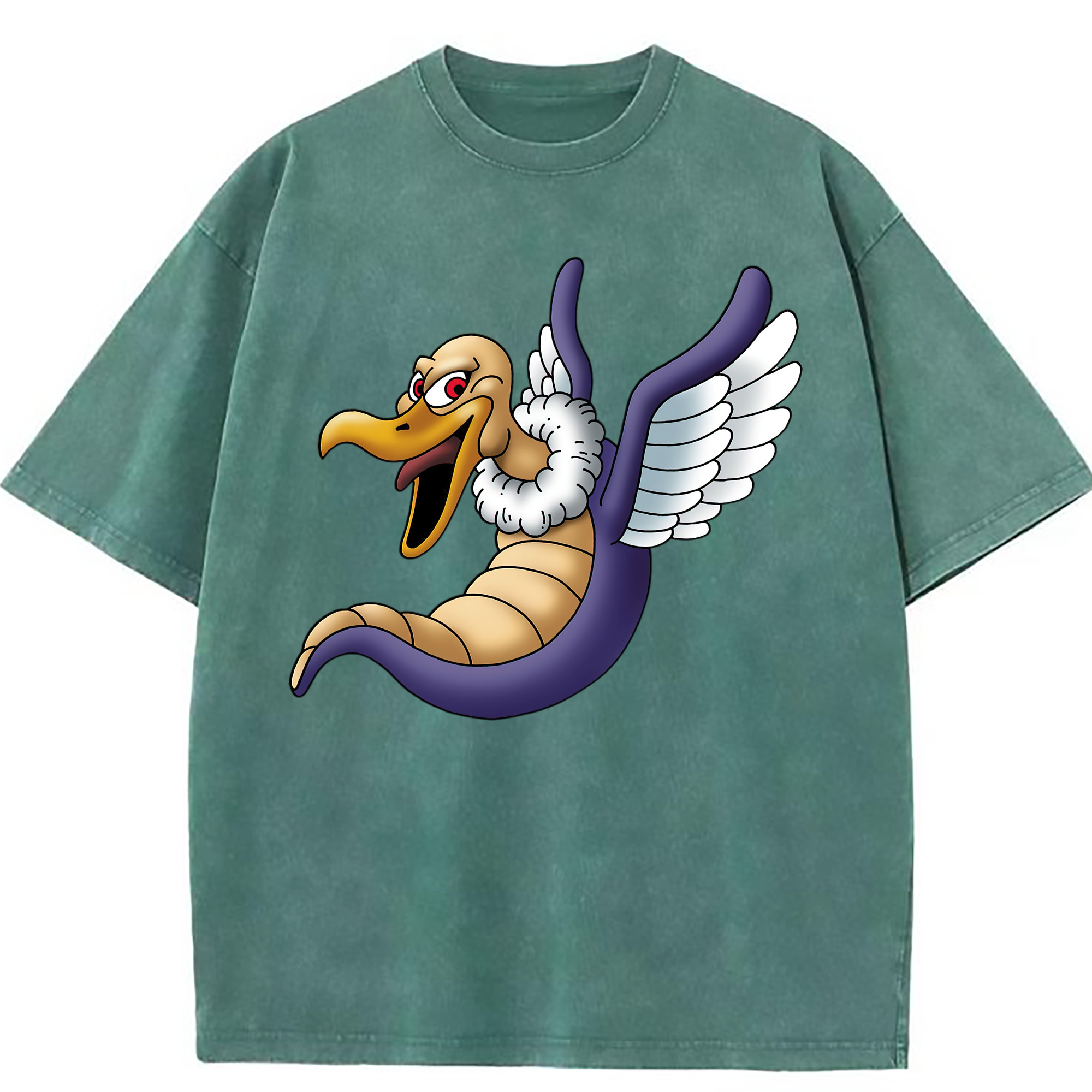 （画像用） ドラゴンクエスト Doragon Kuesuto Dragon Quest 綿100% ヴィンテージ風 半袖Tシャツ（フロントプリント）